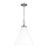 Wellfleet Medium Cone Pendant LIGHTING - pendant Visual Comfort Matte White and Polished Nickel