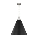 Wellfleet Large Cone Pendant LIGHTING - pendant Visual Comfort Midnight Black and Polished Nickel