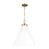 Wellfleet Large Cone Pendant LIGHTING - pendant Visual Comfort Matte White and Burnished Brass