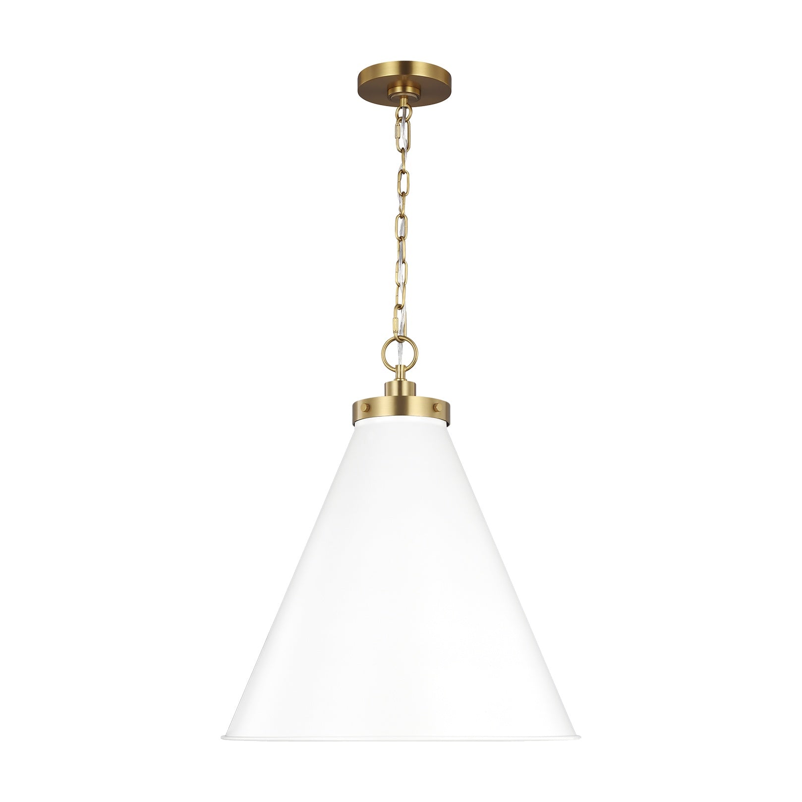Wellfleet Large Cone Pendant LIGHTING - pendant Visual Comfort Matte White and Burnished Brass