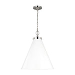 Wellfleet Large Cone Pendant LIGHTING - pendant Visual Comfort Matte White and Polished Nickel
