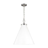 Wellfleet Large Cone Pendant LIGHTING - pendant Visual Comfort Matte White and Polished Nickel