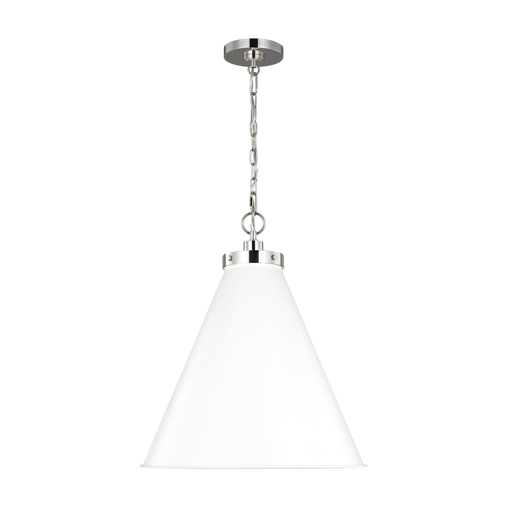Wellfleet Large Cone Pendant LIGHTING - pendant Visual Comfort Matte White and Polished Nickel