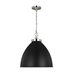 Wellfleet Large Dome Pendant LIGHTING - pendant Visual Comfort Midnight Black and Polished Nickel