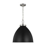Wellfleet Large Dome Pendant LIGHTING - pendant Visual Comfort Midnight Black and Polished Nickel
