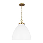 Wellfleet Medium Dome Pendant LIGHTING - pendant Visual Comfort Matte White and Burnished Brass