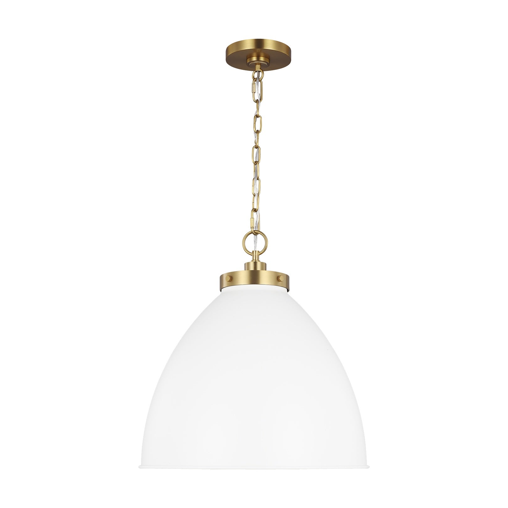 Wellfleet Medium Dome Pendant LIGHTING - pendant Visual Comfort Matte White and Burnished Brass