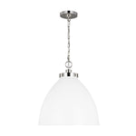 Wellfleet Large Dome Pendant LIGHTING - pendant Visual Comfort Matte White and Polished Nickel