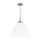 Wellfleet Large Dome Pendant LIGHTING - pendant Visual Comfort Matte White and Polished Nickel