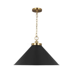 Wellfleet Wide Cone Pendant LIGHTING - pendant Visual Comfort Midnight Black and Burnished Brass