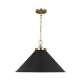 Wellfleet Wide Cone Pendant LIGHTING - pendant Visual Comfort Midnight Black and Burnished Brass