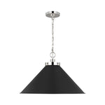 Wellfleet Wide Cone Pendant LIGHTING - pendant Visual Comfort Midnight Black and Polished Nickel