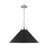 Wellfleet Wide Cone Pendant LIGHTING - pendant Visual Comfort Midnight Black and Polished Nickel