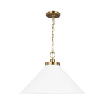 Wellfleet Wide Cone Pendant LIGHTING - pendant Visual Comfort Matte White and Burnished Brass