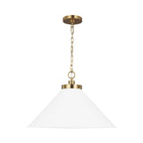 Wellfleet Wide Cone Pendant LIGHTING - pendant Visual Comfort Matte White and Burnished Brass