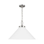 Wellfleet Wide Cone Pendant LIGHTING - pendant Visual Comfort Matte White and Polished Nickel