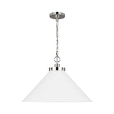 Wellfleet Wide Cone Pendant LIGHTING - pendant Visual Comfort Matte White and Polished Nickel