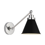 Wellfleet Single Arm Cone Task Sconce LIGHTING - wall bath fixture Visual Comfort Midnight Black and Polished Nickel