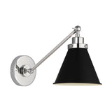 Wellfleet Single Arm Cone Task Sconce LIGHTING - wall bath fixture Visual Comfort Midnight Black and Polished Nickel