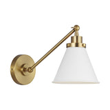 Wellfleet Single Arm Cone Task Sconce LIGHTING - wall bath fixture Visual Comfort Matte White and Burnished Brass