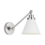 Wellfleet Single Arm Cone Task Sconce LIGHTING - wall bath fixture Visual Comfort Matte White and Polished Nickel