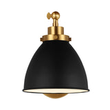 Wellfleet Single Arm Dome Task Sconce LIGHTING - wall bath fixture Visual Comfort Midnight Black and Burnished Brass