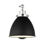 Wellfleet Single Arm Dome Task Sconce LIGHTING - wall bath fixture Visual Comfort Midnight Black and Polished Nickel