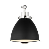 Wellfleet Single Arm Dome Task Sconce LIGHTING - wall bath fixture Visual Comfort Midnight Black and Polished Nickel