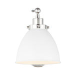 Wellfleet Single Arm Dome Task Sconce LIGHTING - wall bath fixture Visual Comfort Matte White and Polished Nickel