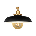 Wellfleet Single Arm Wide Task Sconce LIGHTING - wall bath fixture Visual Comfort Midnight Black and Burnished Brass