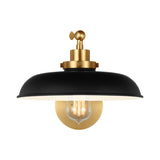 Wellfleet Single Arm Wide Task Sconce LIGHTING - wall bath fixture Visual Comfort Midnight Black and Burnished Brass