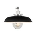 Wellfleet Single Arm Wide Task Sconce LIGHTING - wall bath fixture Visual Comfort Midnight Black and Polished Nickel