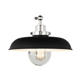 Wellfleet Single Arm Wide Task Sconce LIGHTING - wall bath fixture Visual Comfort Midnight Black and Polished Nickel
