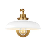 Wellfleet Single Arm Wide Task Sconce LIGHTING - wall bath fixture Visual Comfort Matte White and Burnished Brass