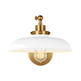 Wellfleet Single Arm Wide Task Sconce LIGHTING - wall bath fixture Visual Comfort Matte White and Burnished Brass