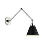 Wellfleet Double Arm Cone Task Sconce LIGHTING - wall bath fixture Visual Comfort Midnight Black and Polished Nickel