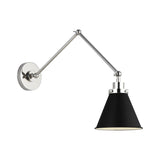 Wellfleet Double Arm Cone Task Sconce LIGHTING - wall bath fixture Visual Comfort Midnight Black and Polished Nickel