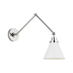 Wellfleet Double Arm Cone Task Sconce LIGHTING - wall bath fixture Visual Comfort Matte White and Polished Nickel