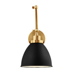 Wellfleet Double Arm Dome Task Sconce LIGHTING - wall bath fixture Visual Comfort Midnight Black and Burnished Brass