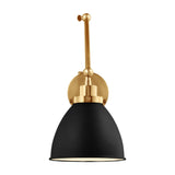 Wellfleet Double Arm Dome Task Sconce LIGHTING - wall bath fixture Visual Comfort Midnight Black and Burnished Brass