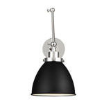 Wellfleet Double Arm Dome Task Sconce LIGHTING - wall bath fixture Visual Comfort Midnight Black and Polished Nickel