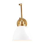 Wellfleet Double Arm Dome Task Sconce LIGHTING - wall bath fixture Visual Comfort Matte White and Burnished Brass