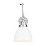 Wellfleet Double Arm Dome Task Sconce LIGHTING - wall bath fixture Visual Comfort Matte White and Polished Nickel