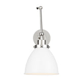 Wellfleet Double Arm Dome Task Sconce LIGHTING - wall bath fixture Visual Comfort Matte White and Polished Nickel