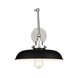 Wellfleet Double Arm Wide Task Sconce LIGHTING - wall bath fixture Visual Comfort Midnight Black and Polished Nickel