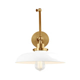 Wellfleet Double Arm Wide Task Sconce LIGHTING - wall bath fixture Visual Comfort Matte White and Burnished Brass