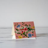 Pink Floral Happy Birthday Card greeting card Inkwell Cards (Faire)