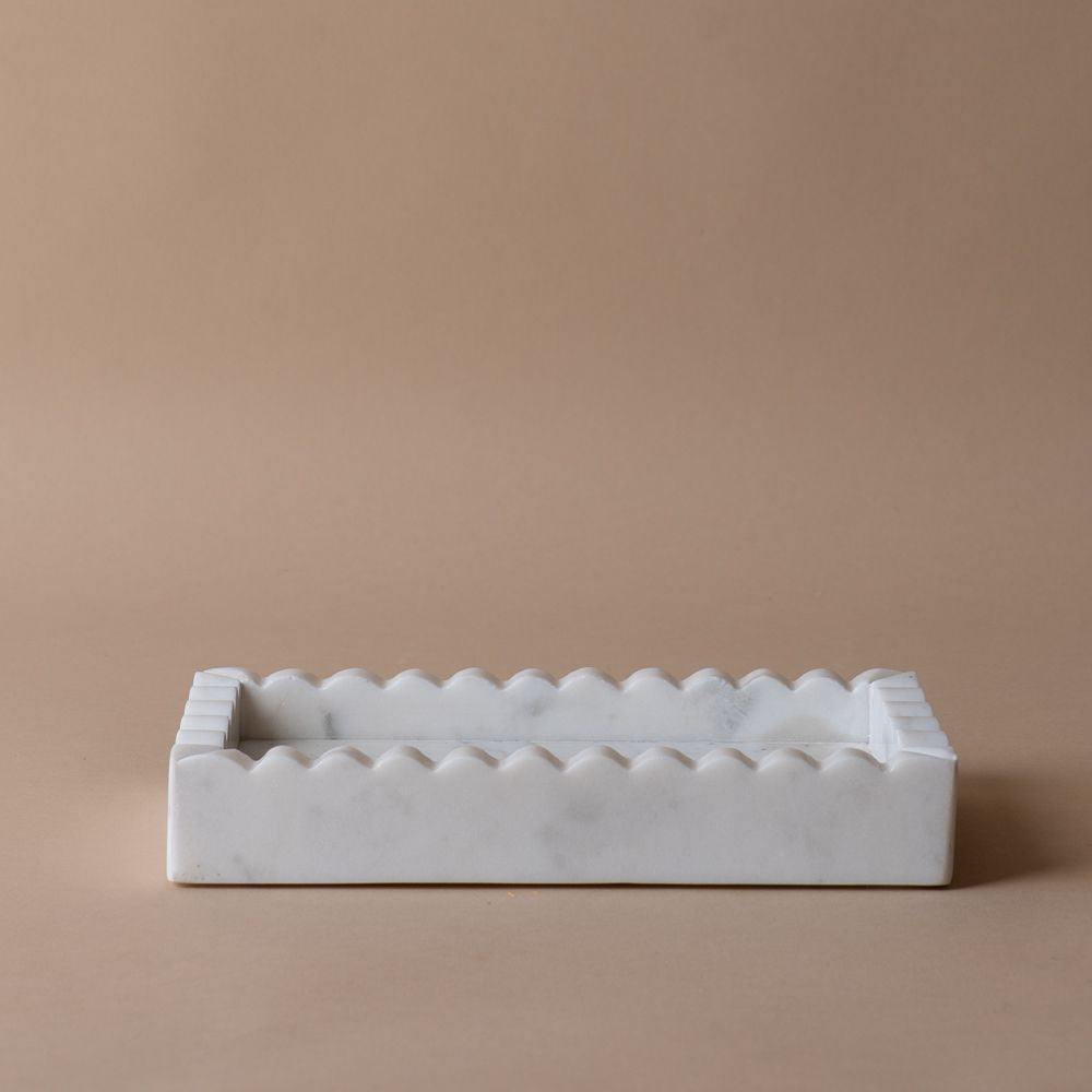 Rectangular Marble Scalloped Tray tray Luxe B Co (Faire)