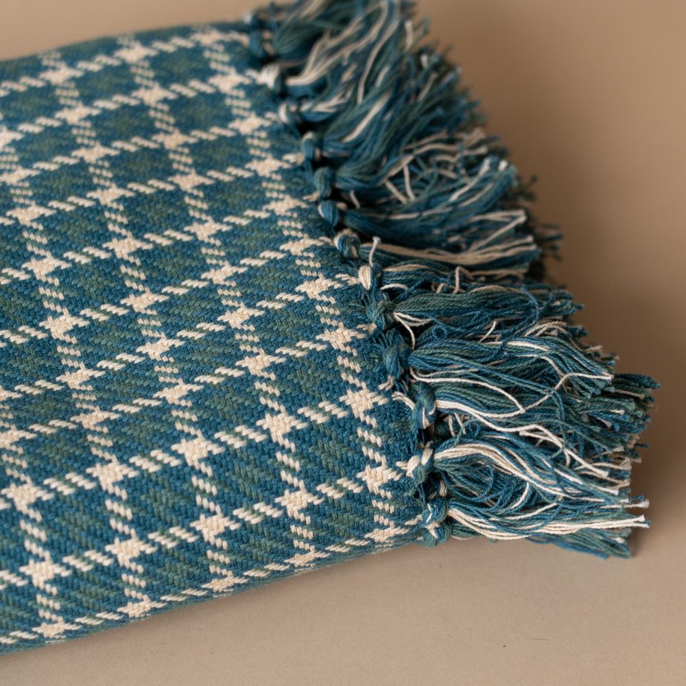 Teal Houndstooth Throw Blanket - Rug & Weave