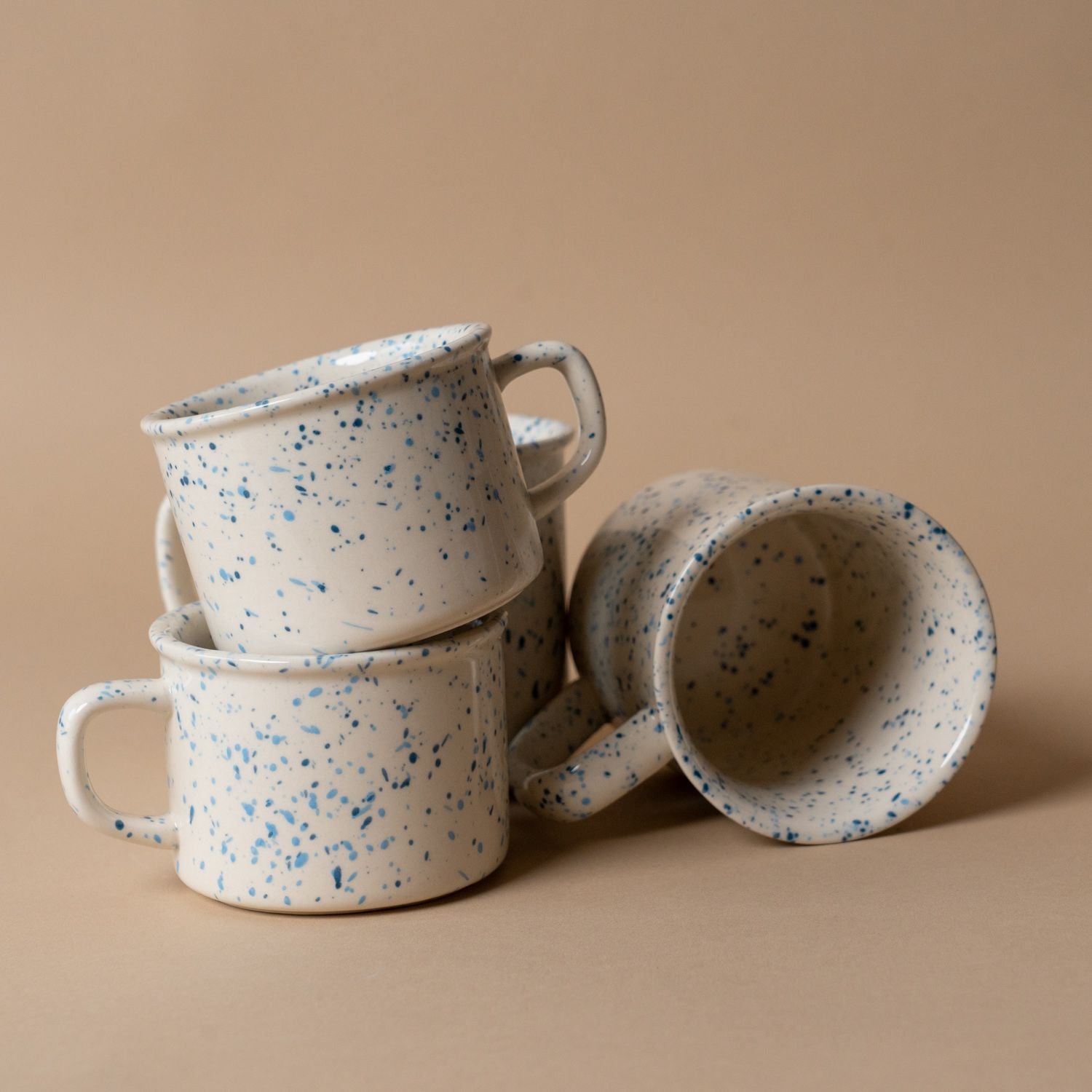 Blue Splatter Stoneware Mugs mug Abbott Collection